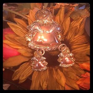 Rosegold silver and bronze Angel pin/earrings